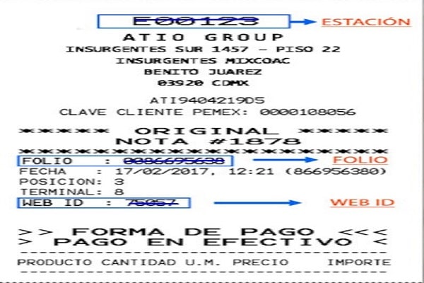 datos del ticket para facturar