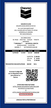 Facturra ticket combra Chevron