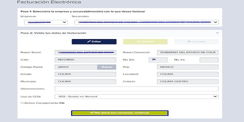 validar datos para facturar